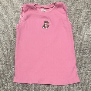 Pink Sleeveless Kids Tank Top with Teddy Embroidery, kids 8